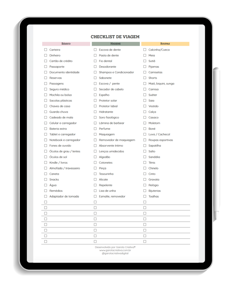 Checklist Viagem