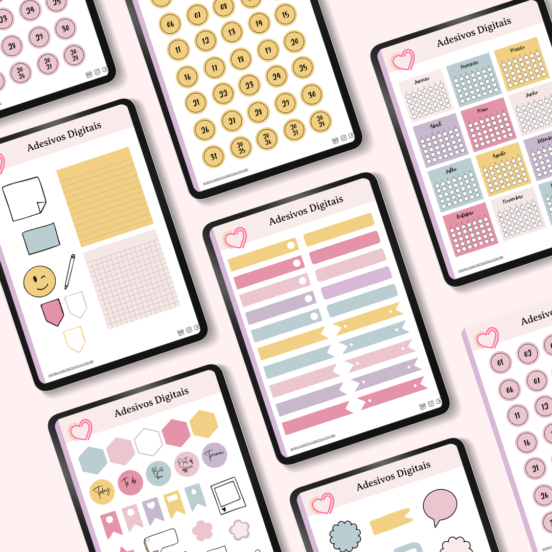 Como Usar Cartelas de Adesivos Digitais no Planner Digital