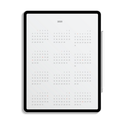 Calendário 2025 para Planners Digitais